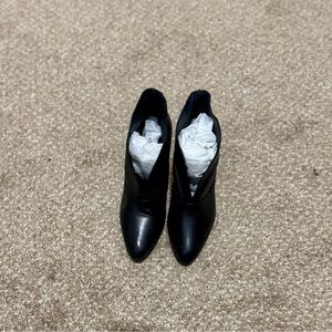 Sleek Black Genuine Leather Ankle Booties for Women